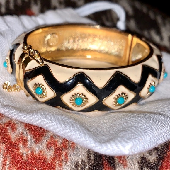 J. Crew Jewelry - Cream Black Turquoise Bead J Crew Enameled Bangle